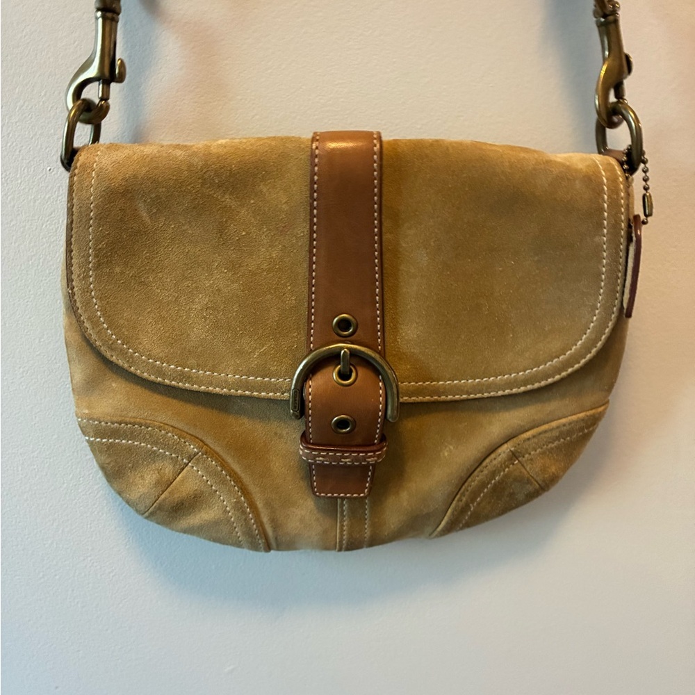 Vintage Coach Suede Buckle Crossbody Bag from 2004